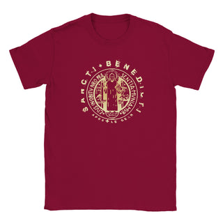 St. Benedict Medal Gold on Black T-Shirt - view 11