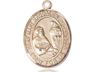 14kt Gold Saint Mary Magdalene of Canossa Medal Engraved Catholic Saint Jewelry