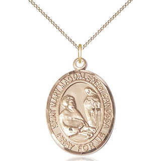 14kt Gold Saint Mary Magdalene of Canossa Medal Engraved Catholic Saint Jewelry