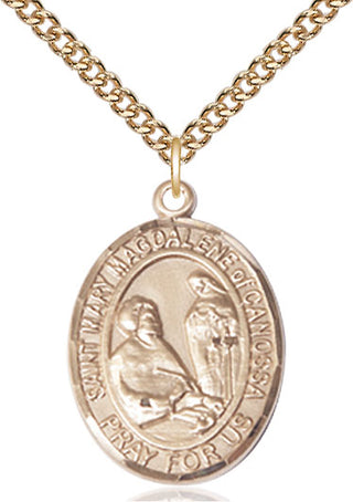 14kt Gold Saint Mary Magdalene of Canossa Medal Engraved Catholic Saint Jewelry