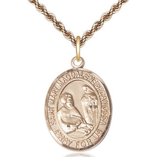 14kt Gold Saint Mary Magdalene of Canossa Medal Engraved Catholic Saint Jewelry