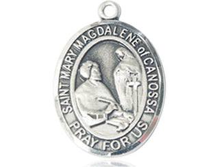 Sterling Silver Saint Mary Magdalene of Canossa Medal Catholic Jewelry Engraved Catholic Saint Jewelry