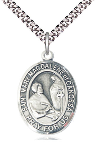 Sterling Silver Saint Mary Magdalene of Canossa Medal Catholic Jewelry Engraved Catholic Saint Jewelry