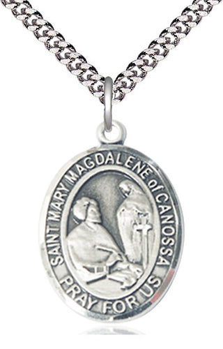 Sterling Silver Saint Mary Magdalene of Canossa Medal Catholic Jewelry Engraved Catholic Saint Jewelry