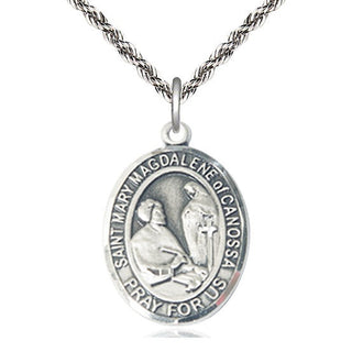 Sterling Silver Saint Mary Magdalene of Canossa Medal Catholic Jewelry Engraved Catholic Saint Jewelry