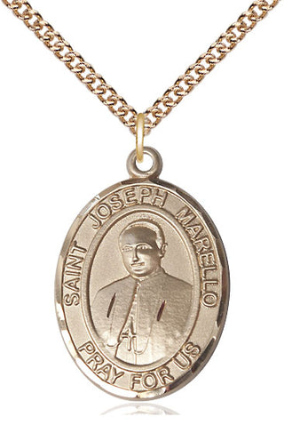 14kt Gold Saint Joseph Marello Medal Engraved Catholic Saint Jewelry