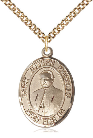 14kt Gold Saint Joseph Marello Medal Engraved Catholic Saint Jewelry