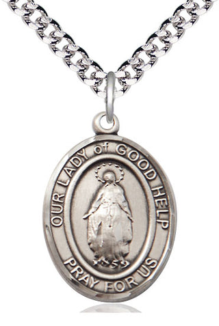 Pewter Our Lady Of Good Help Medal Catholic Jewelry Engraved Catholic Saint Jewelry