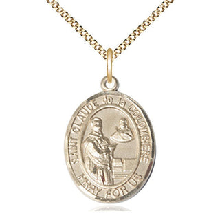 14kt Gold Filled Saint Claude de la Colombiere Medal Catholic Jewelry Engraved Catholic Saint Jewelry
