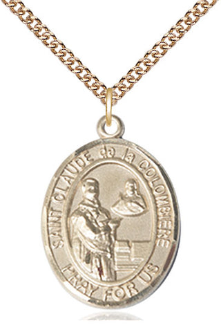 14kt Gold Filled Saint Claude de la Colombiere Medal Catholic Jewelry Engraved Catholic Saint Jewelry