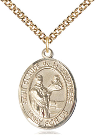 14kt Gold Filled Saint Claude de la Colombiere Medal Catholic Jewelry Engraved Catholic Saint Jewelry
