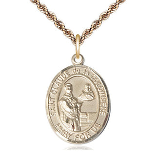 14kt Gold Filled Saint Claude de la Colombiere Medal Catholic Jewelry Engraved Catholic Saint Jewelry