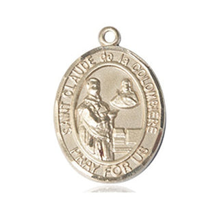 14kt Gold Saint Claude de la Colombiere Medal Engraved Catholic Saint Jewelry