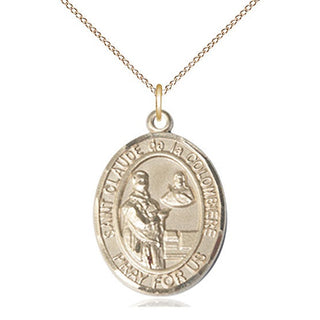 14kt Gold Saint Claude de la Colombiere Medal Engraved Catholic Saint Jewelry