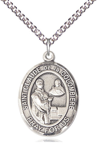 Sterling Silver Saint Claude de la Colombiere Medal Catholic Jewelry Engraved Catholic Saint Jewelry