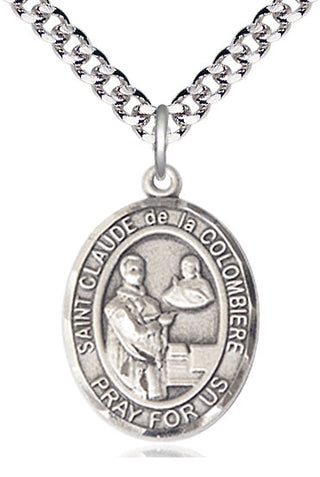 Sterling Silver Saint Claude de la Colombiere Medal Catholic Jewelry Engraved Catholic Saint Jewelry