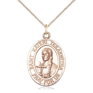 14kt Gold Filled Saint Kateri Tekakwitha Medal Catholic Jewelry Engraved Catholic Saint Jewelry