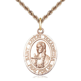 14kt Gold Filled Saint Kateri Tekakwitha Medal Catholic Jewelry Engraved Catholic Saint Jewelry