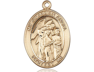 14kt Gold Filled Guardian Angel w/Children Medal Engraved Catholic Saint Jewelry