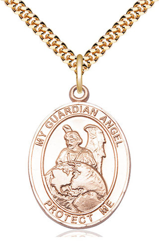 14kt Gold Filled Guardian Angel Protector Medal Catholic Jewelry Engraved Catholic Saint Jewelry