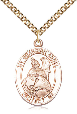14kt Gold Filled Guardian Angel Protector Medal Catholic Jewelry Engraved Catholic Saint Jewelry