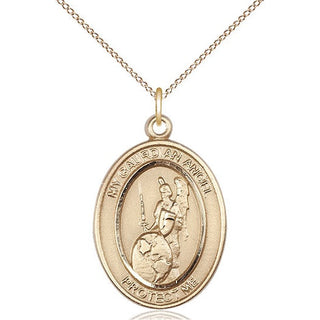 14kt Gold Guardian Angel of the World Medal Engraved Catholic Saint Jewelry