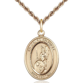 14kt Gold Guardian Angel of the World Medal Engraved Catholic Saint Jewelry