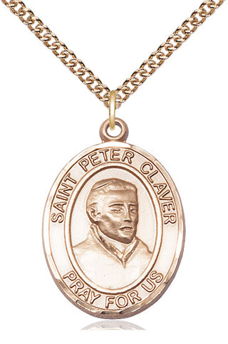 14kt Gold Filled Saint Peter Claver Medal Catholic Jewelry Engraved Catholic Saint Jewelry