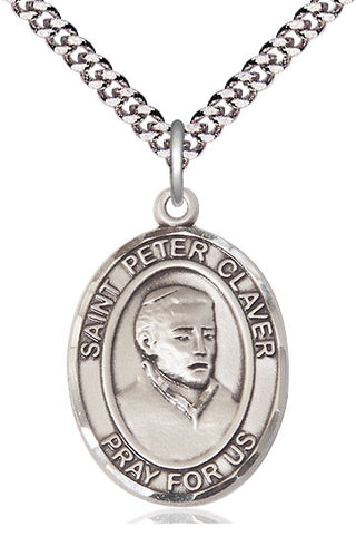 Pewter Saint Peter Claver Medal Catholic Jewelry Engraved Catholic Saint Jewelry
