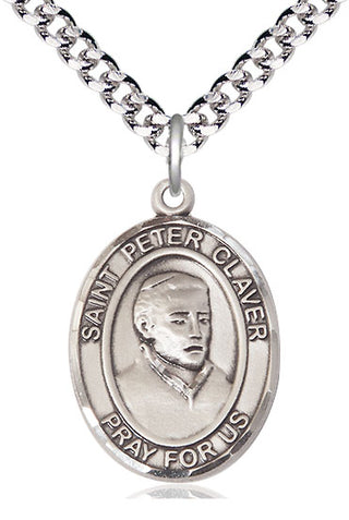 Pewter Saint Peter Claver Medal Catholic Jewelry Engraved Catholic Saint Jewelry