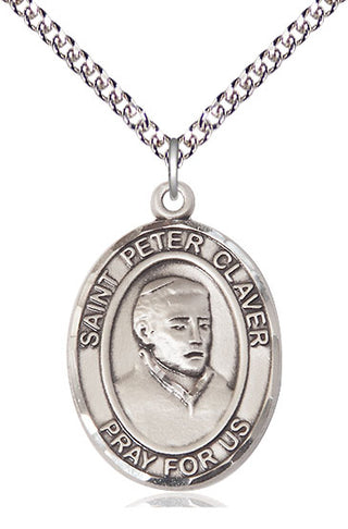 Sterling Silver Saint Peter Claver Medal Catholic Jewelry Engraved Catholic Saint Jewelry