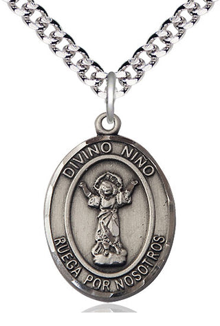 Pewter Divino Nino Medal Catholic Jewelry Engraved Catholic Saint Jewelry