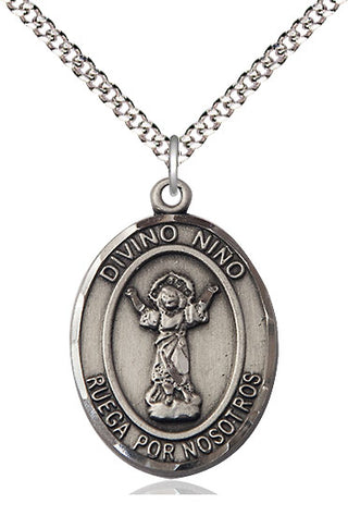 Pewter Divino Nino Medal Catholic Jewelry Engraved Catholic Saint Jewelry