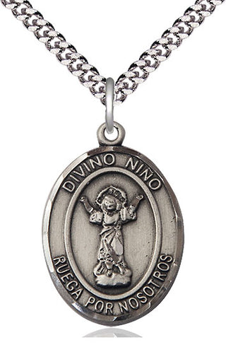 Pewter Divino Nino Medal Catholic Jewelry Engraved Catholic Saint Jewelry