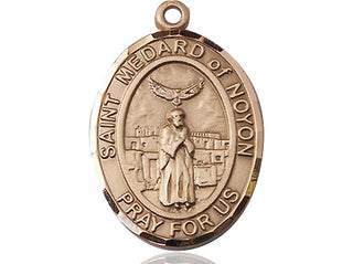 14kt Gold Filled Saint Medard of Noyon Medal Engraved Catholic Saint Jewelry