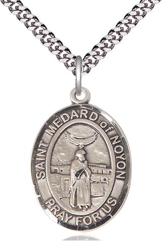 Pewter Saint Medard of Noyon Medal Catholic Jewelry Engraved Catholic Saint Jewelry