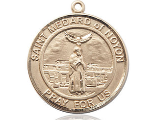 14kt Gold Filled Saint Medard of Noyon Medal Engraved Catholic Saint Jewelry