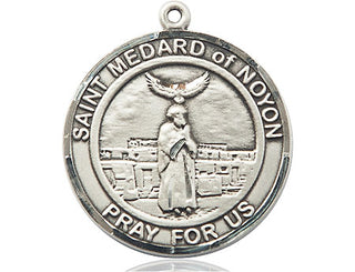 Sterling Silver Saint Medard of Noyon Medal Catholic Jewelry Engraved Catholic Saint Jewelry