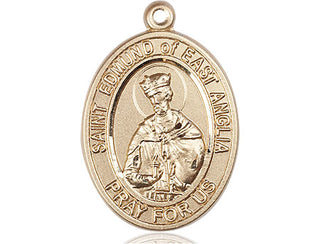 14kt Gold Filled Saint Edmund of East Anglia Medal Engraved Catholic Saint Jewelry