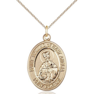 14kt Gold Filled Saint Edmund of East Anglia Medal Catholic Jewelry Engraved Catholic Saint Jewelry
