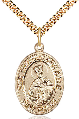 14kt Gold Filled Saint Edmund of East Anglia Medal Catholic Jewelry Engraved Catholic Saint Jewelry