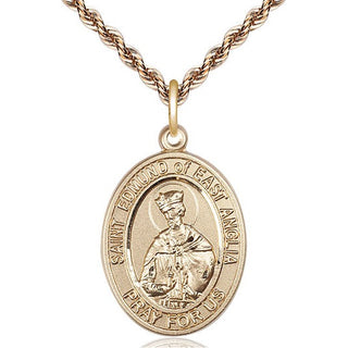 14kt Gold Filled Saint Edmund of East Anglia Medal Catholic Jewelry Engraved Catholic Saint Jewelry