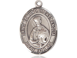 Pewter Saint Edmund of East Anglia Medal Engraved Catholic Saint Jewelry