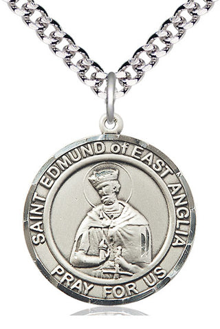 Pewter Saint Edmund of East Anglia Medal Catholic Jewelry Engraved Catholic Saint Jewelry