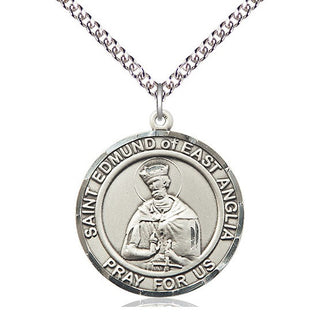 Sterling Silver Saint Edmund of East Anglia Medal Catholic Jewelry Engraved Catholic Saint Jewelry