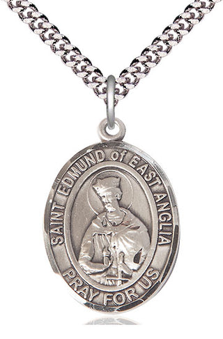 Sterling Silver Saint Edmund of East Anglia Medal Catholic Jewelry Engraved Catholic Saint Jewelry