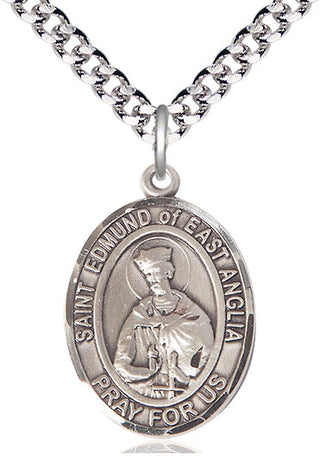 Sterling Silver Saint Edmund of East Anglia Medal Catholic Jewelry Engraved Catholic Saint Jewelry