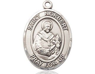 Pewter Saint Norbert of Xanten Medal Engraved Catholic Saint Jewelry