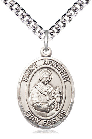 Pewter Saint Norbert of Xanten Medal Catholic Jewelry Engraved Catholic Saint Jewelry