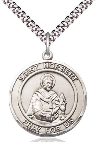 Pewter Saint Norbert of Xanten Medal Catholic Jewelry Engraved Catholic Saint Jewelry